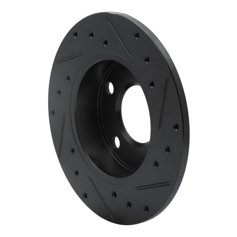 Audi 5000CS Turbo Quattro Brake Rotor (1) - Rear Left - R1 Concepts - Drilled & Slotted - Black - `85-`00